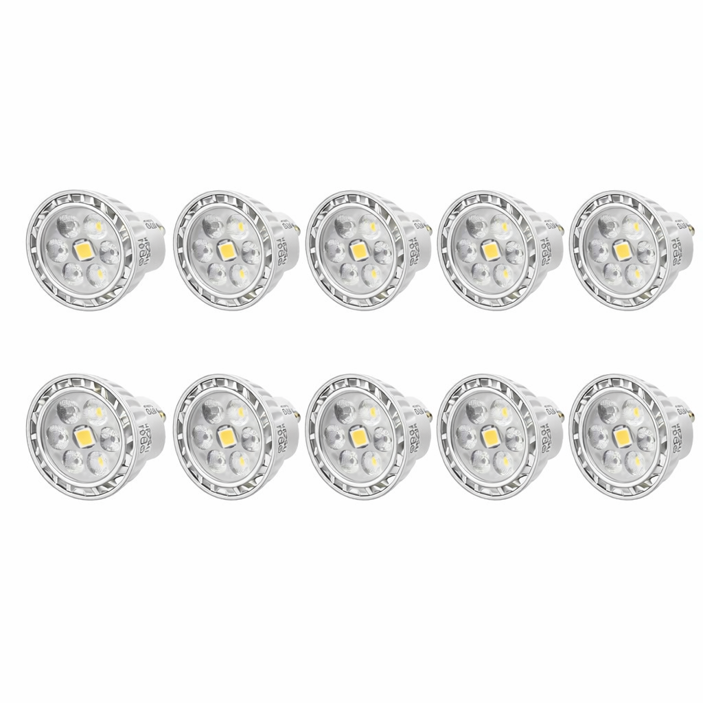 Pack 10x Lâmpadas LED Dicróica GU10 5W 6000K – Luz Fria