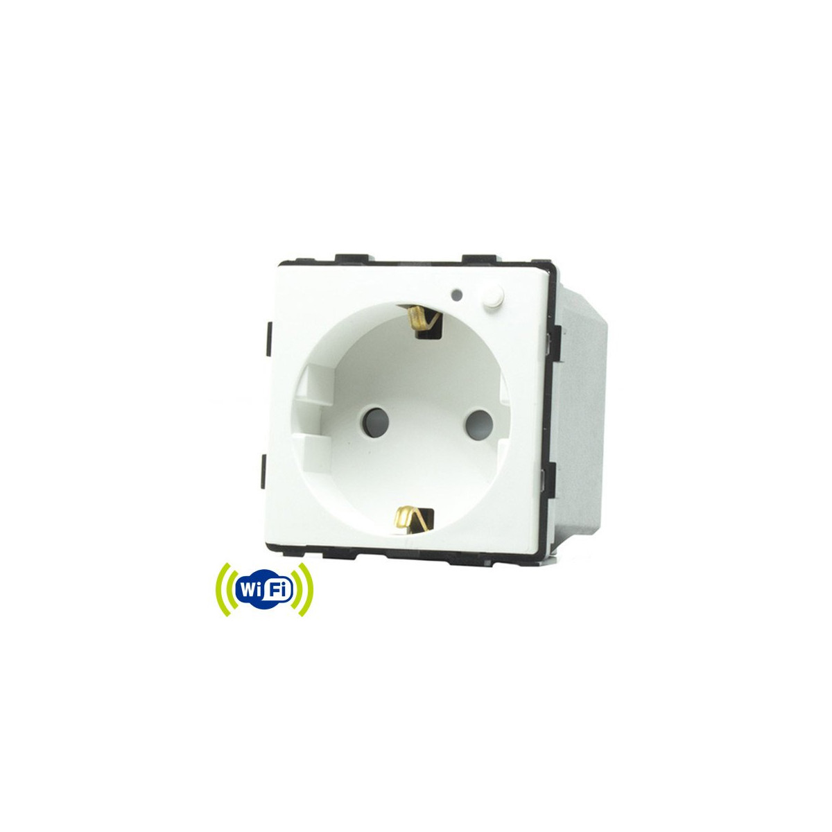 Tomada Schuko WiFi 16A Encastrar + Moldura PC Tuya Alexa Google Branco Preto