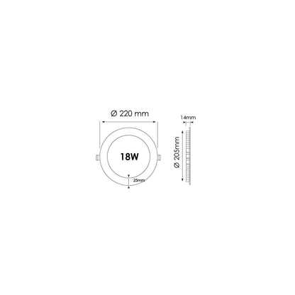 Downlight Circular LED 18W com Sensor de Presença PIR 1620lm Branco Frio 6000K Quente 3000K Ø220mm