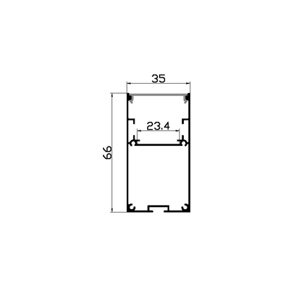 Perfil de Alumínio Retangular para Faixa LED 66×35×2000mm com Difusor Opalino