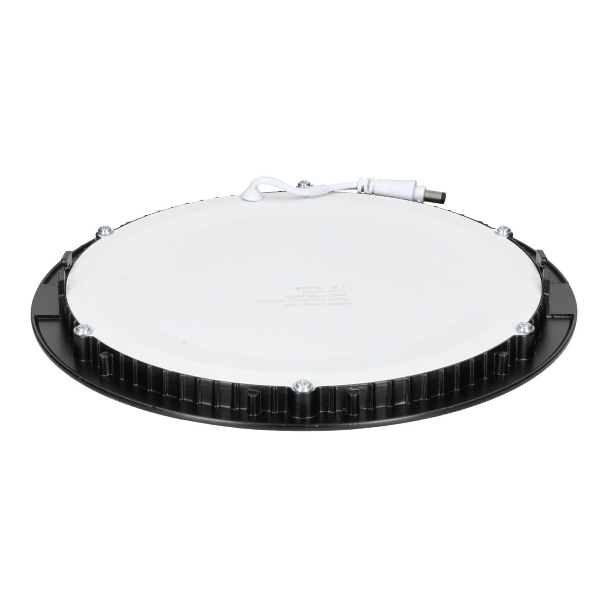 Downlight Circular LED 18W Preto Ultra Plano 1620lm Branco Frio 6500K Neutro 4000K Quente 3000K Ø220mm