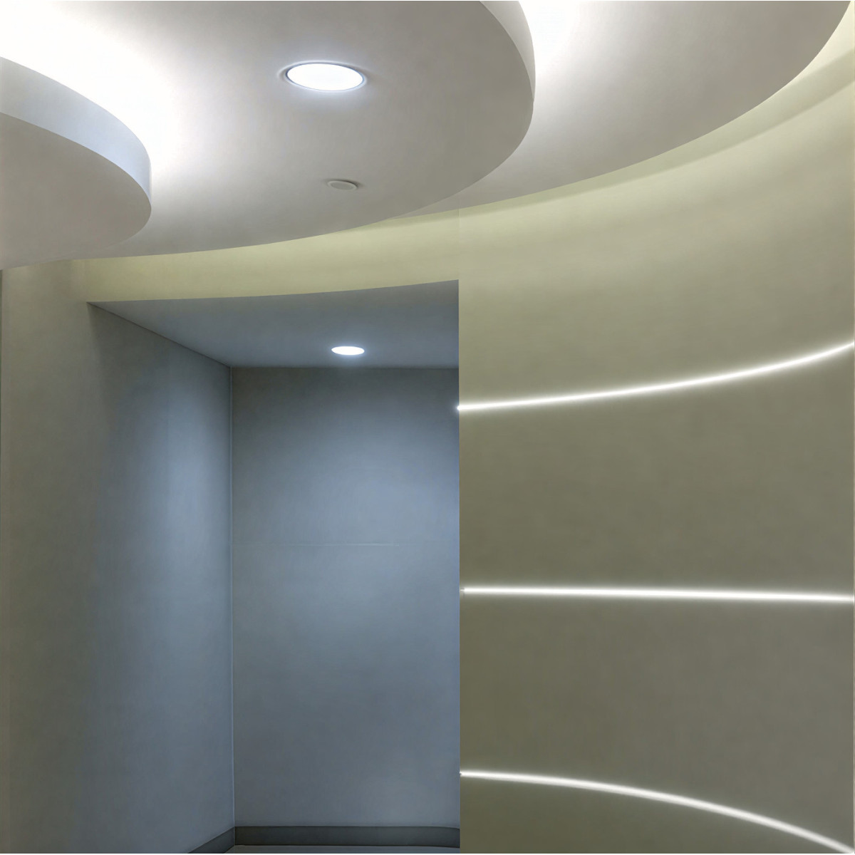 Perfil de Alumínio Flexível para Fita LED 2m | 18x6mm | Difusor Translúcido Incluído | Curvas e Formas Livres - parede curvada