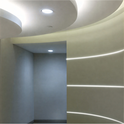 Perfil de Alumínio Flexível para Fita LED 2m | 18x6mm | Difusor Translúcido Incluído | Curvas e Formas Livres - parede curvada
