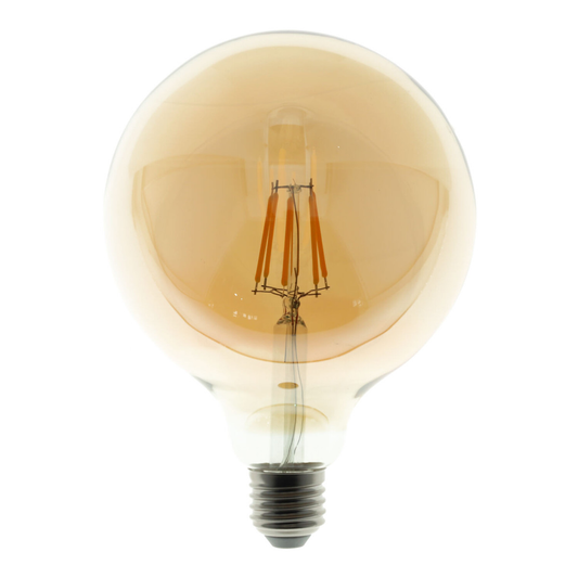 Lâmpada LED Filamento Globo G125 E27 6W 550lm Branco Quente 2700K Regulável 360°