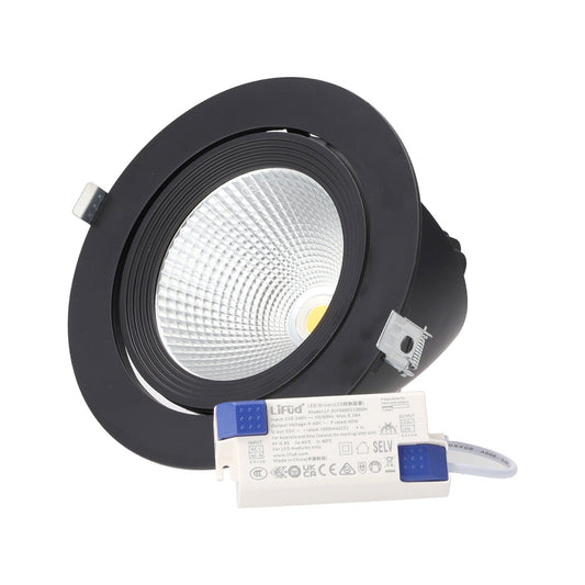 Foco Downlight LED 40W 4000Lm 4200ºK Ajustável UGR17 50.000H Preto