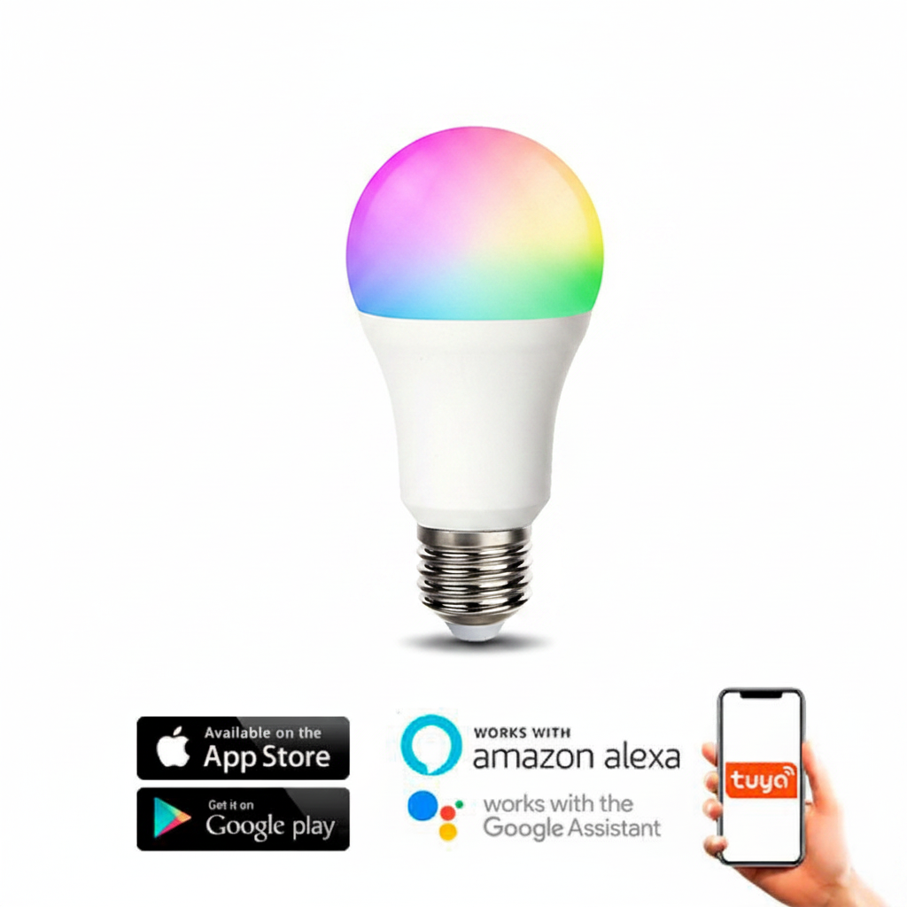 Pack 2x Lâmpada LED Smarthome E27 A60 10W RGB+3CCT | WiFi | App Tuya