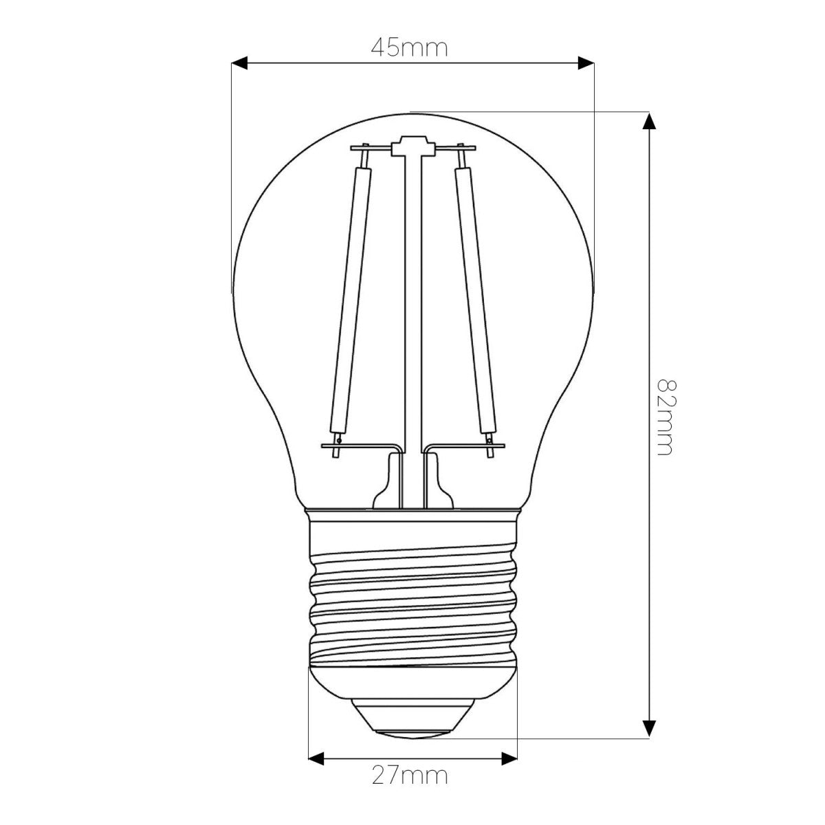 Lâmpada LED Filamento E27 4W 250lm | Branco Quente 2700K | Regulável | 360°