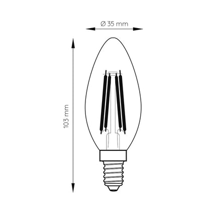 Lâmpada LED Filamento E14 4W 380lm | Branco Quente 3000K | Regulável | 360°