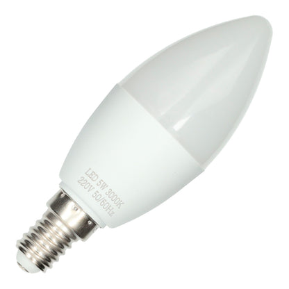 Lâmpada LED E14 5W Vela 400Lm 180º Branco Quente, Neutro ou Frio