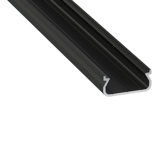 Perfil de alumínio anodizado preto KIMERA-ORRE com difusor opalino e tampas de extremidade 2,02M