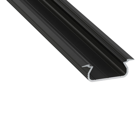 Perfil de alumínio anodizado preto KIMERA-SELDE com difusor opalino e tampas de extremidade 2,02M