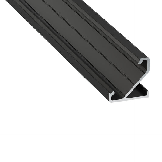 Perfil de alumínio anodizado preto KIMERA-BARDE com difusor opalino e tampas de extremidade 2,02M