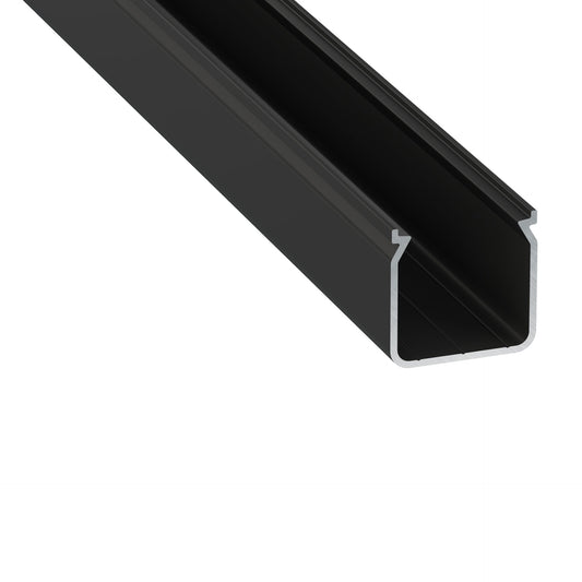 Perfil de alumínio anodizado preto KIMERA-HELSE com difusor opalino e tampas de extremidade 2,02M