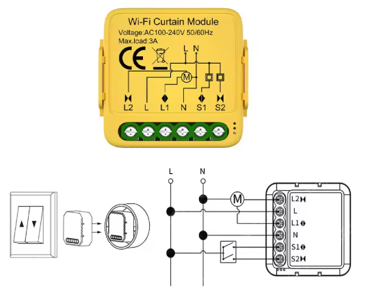 Módulo Interruptor Estores WiFi Automação Residencial Inteligente