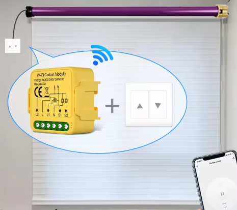 Módulo Interruptor Estores WiFi Automação Residencial Inteligente