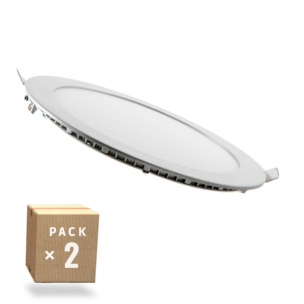 Pacote de 2 painéis LED 20W 2000Lm 6000ºK Circular 40.000H [PE-1011P2-CW]