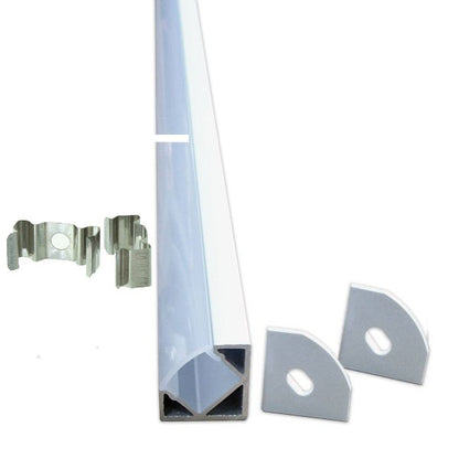 Perfil Alumínio Angular para Fita LED 1 Metro Com Difusor