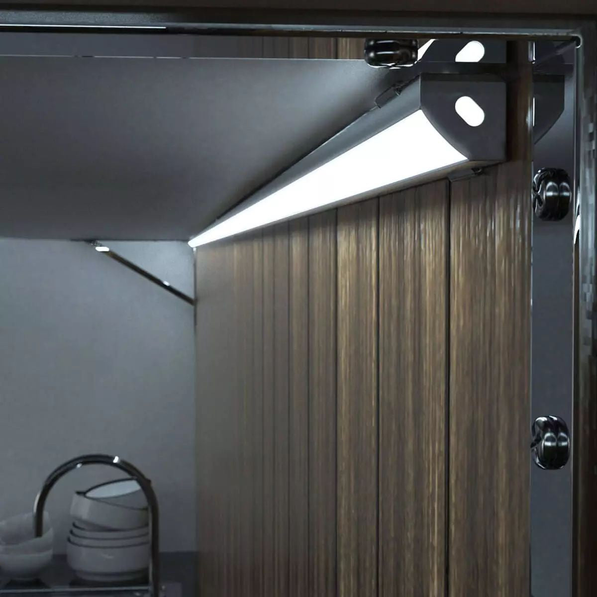 Perfil Alumínio Angular para Fita LED 1 Metro Com Difusor