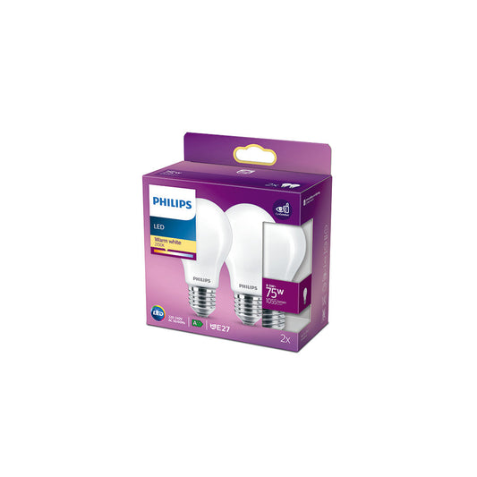 Pacote 2 Lâmpada LED Philips E27 A60 8.5W 1055Lm 2700K [Ph-929002025757]