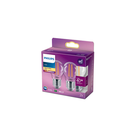 Pacote 2 Lâmpada LED Philips E27 P45 4.3W 470Lm 2700K [Ph-929001890557]