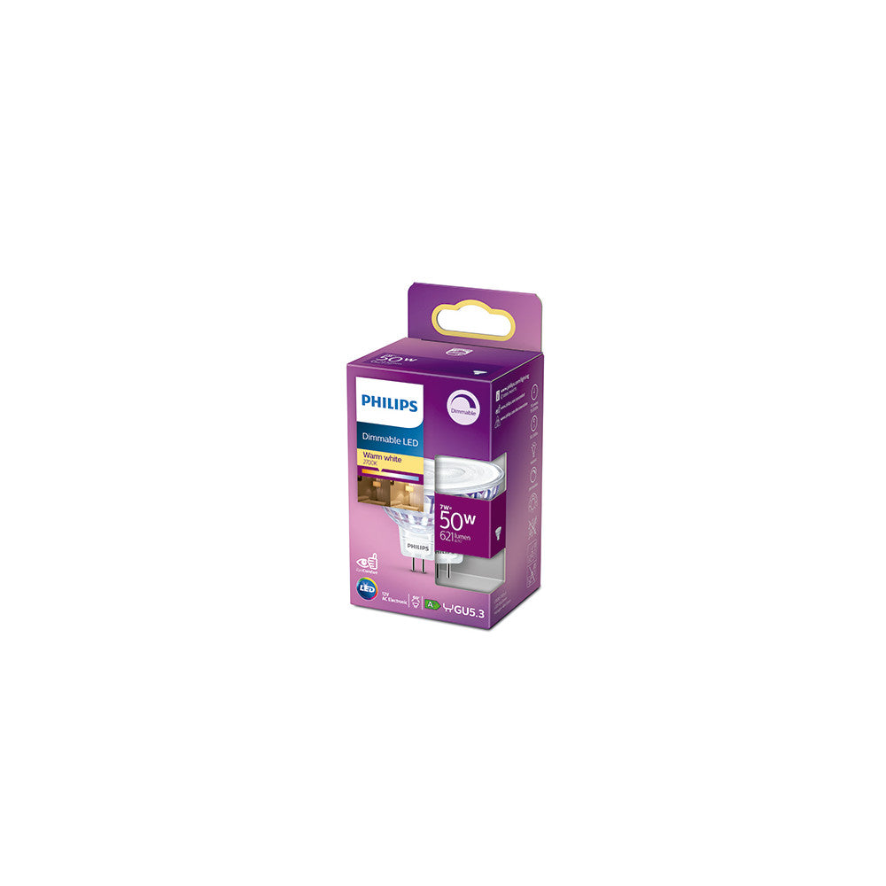 Lâmpada LED Philips Mr16 60D Regulável 7W 621Lm 2700K [Ph-929001904350]