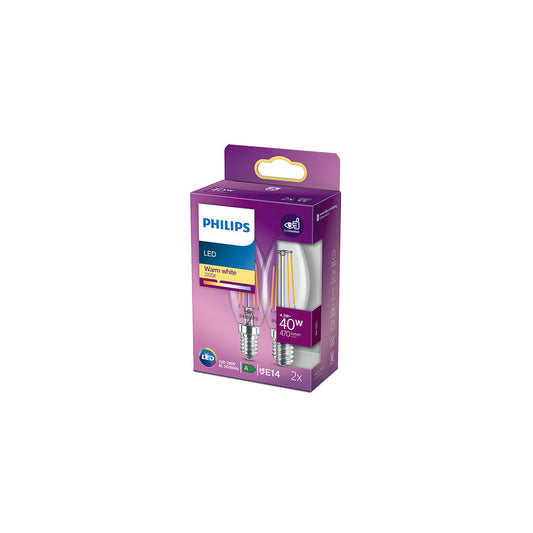 Pacote 2 Lâmpada LED Philips E14 B35 4.3W 470Lm 2700K [Ph-929001889767]