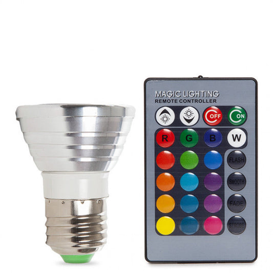 Lâmpada LED E27 3W RGB Controle Remoto 40.000H [PL187220-E27]