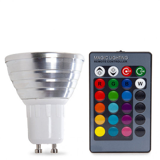 Lâmpada LED GU10 3W RGB Controle Remoto 40.000H [PL187220-GU10]