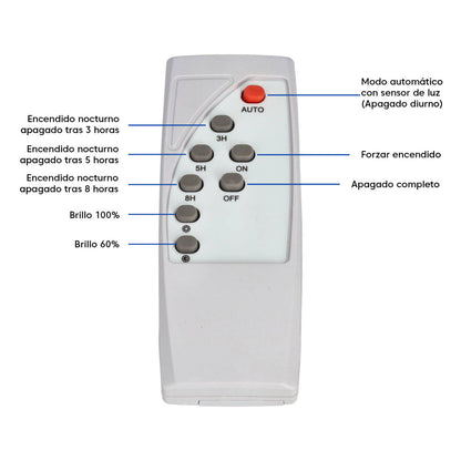 Projetor Solar LED de Parede 15W 940mm com Controlo Remoto