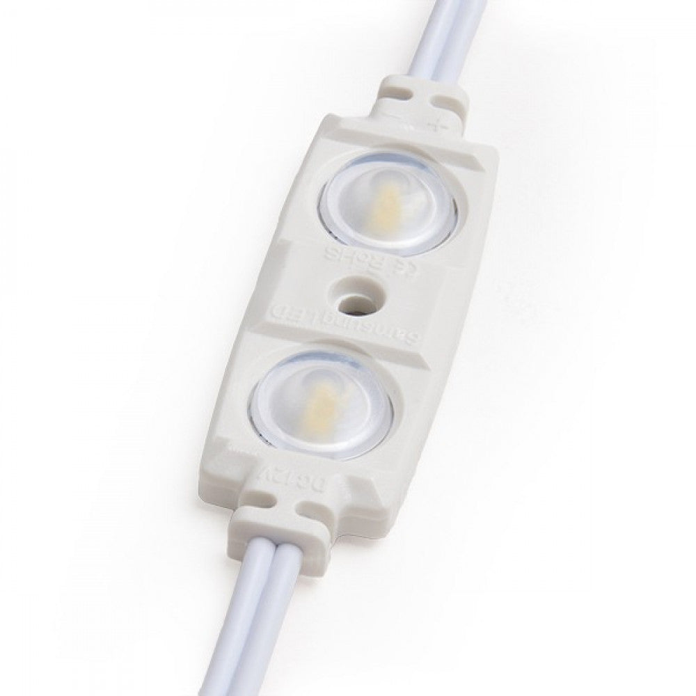 Módulo 1.2W 70Lm 4200ºK 2 LEDs PRO 5630 Injetado IP67 Óptico 50.000H [RA-BL-5630W02-LENS-RW]
