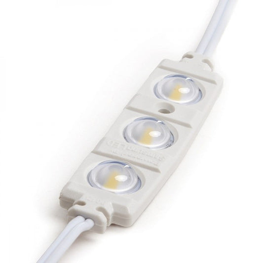 Módulo 1.3W 130Lm 6000ºK 3 LEDs PRO 5630 Injetado IP67 Óptico 50.000H [RA-BL-5630W03-LENS-R-CW]