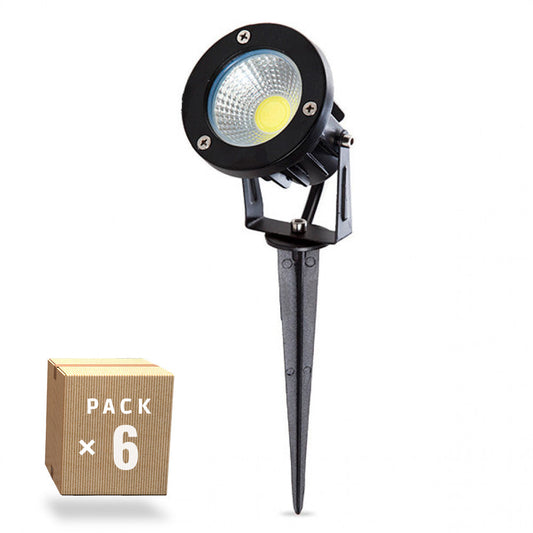 Pacote de 6 Focos LED para Jardim 9W 758Lm 2700ºK Spike 50.000H [SL-CPDC09-9W-WW-PK6]