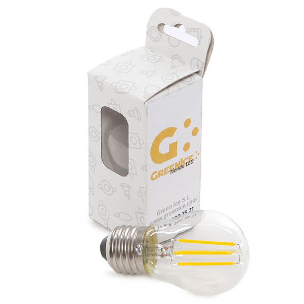 Lâmpada LED E27 4W 288Lm 2700ºK Filamento G45 Caixa Personalizada 40.000H [WO-LF-G45-E27-4W-WW-EP06]