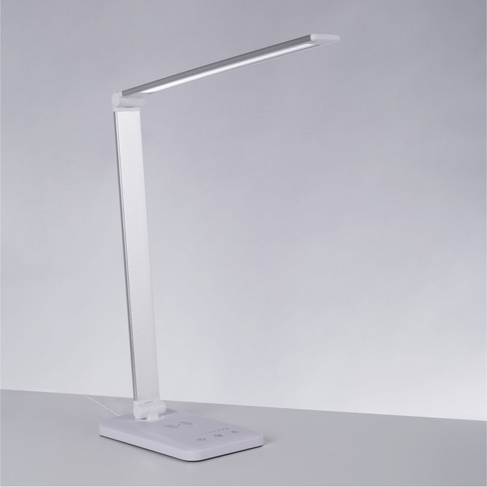 Luminária de mesa LED com carregador de telemóvel sem fios 6W 420Lm CCT (tom de luz regulável)